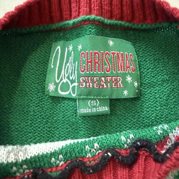 Ugly Christmas Sweater The BEATLES Abbey Road Elves Music Notes Men's Small - Picture 4 of 8